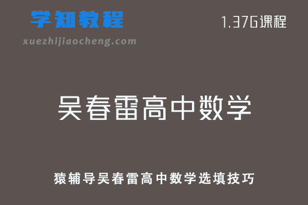 猿辅导吴春雷高中数学选填技巧专练视频教程