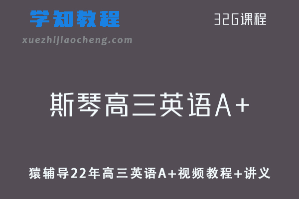 猿辅导高中英语网课教程22年【斯琴】高三英语A+视频教程+讲义学习资料