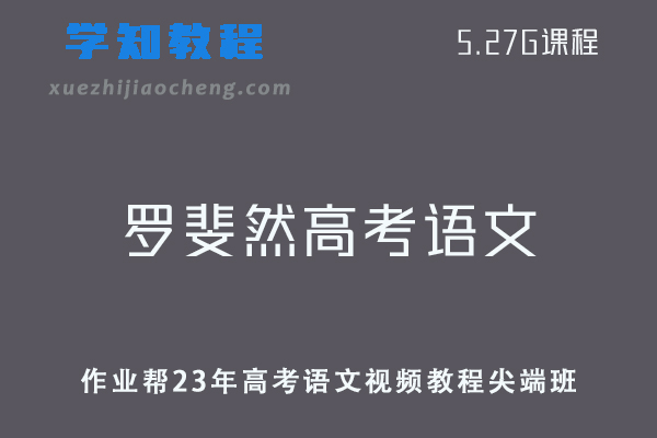 作业帮高中语文教程23年罗斐然高考语文视频教程尖端班