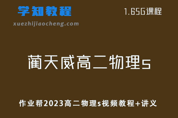 作业帮高中物理网课教程2023蔺天威高二物理s暑假班视频教程+讲义