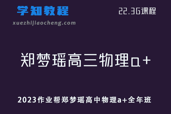 高中物理网课教程2023作业帮郑梦瑶高三物理a+全年班一轮复习视频教程+讲义（暑假班）
