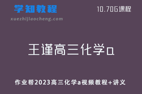 高中化学网课教程作业帮2023王谨高三化学a视频教程+讲义（暑假班）