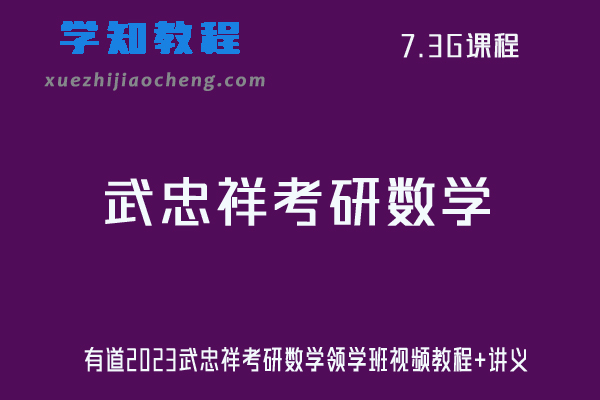 有道2023武忠祥考研数学领学班视频教程+讲义