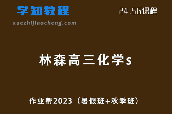 作业帮高中化学网课2023林森高三化学s一轮复习视频教程+讲义（暑假班+秋季班）