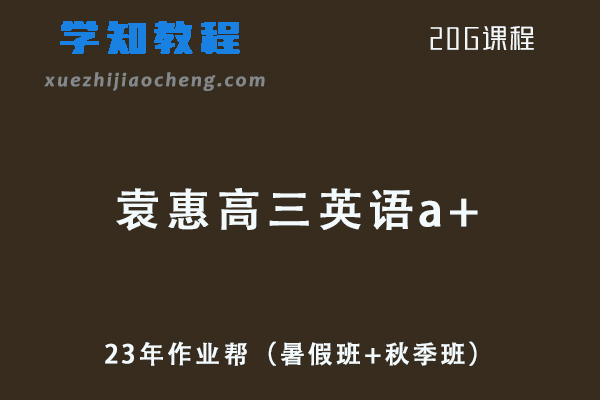 作业帮高中英语网课2023袁惠高三英语a+一轮复习视频教程+讲义（暑假班+秋季班）