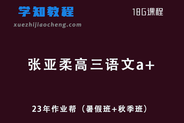 23年高中语文网课教程作业帮2023张亚柔高三语文a+一轮复习视频教程+讲义（暑假班+秋季班）