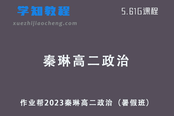 作业帮2023秦琳高二政治视网课教程+讲义-暑假班