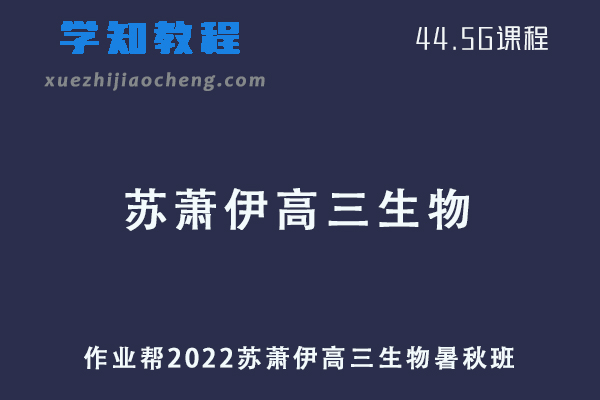 作业帮2022苏萧伊高三生物视频教程+讲义（暑假班+秋季班）