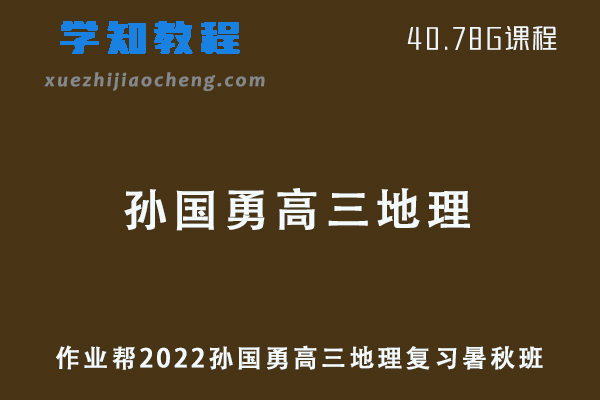 作业帮2022孙国勇高三地理复习视频教程+讲义（暑假班+秋季班）