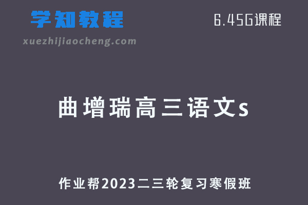 作业帮2023曲增瑞高三语文s高考二轮复习视频教程+课堂笔记寒假班