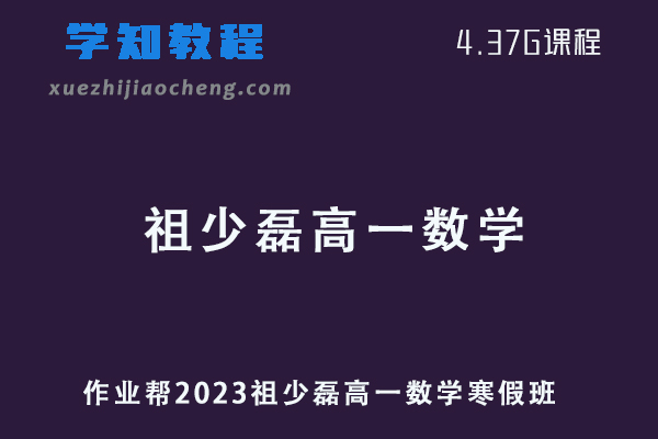 作业帮2023祖少磊高一数学寒假班网课视频教程+课堂笔记