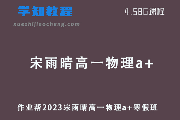 作业帮2023宋雨晴高一物理a+班寒假班视频教程+课堂笔记