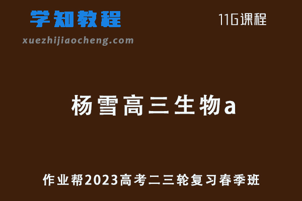 作业帮2023杨雪高三生物a春季班高考生物二三轮复习视频教程+课堂笔记