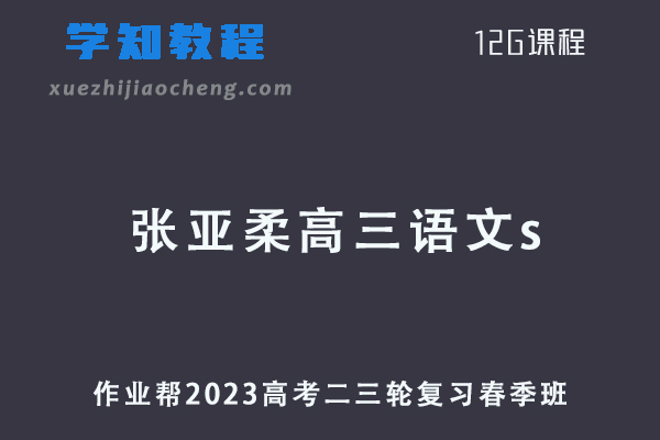 作业帮2023张亚柔高三语文s班23年高考语文二三轮复习春季班