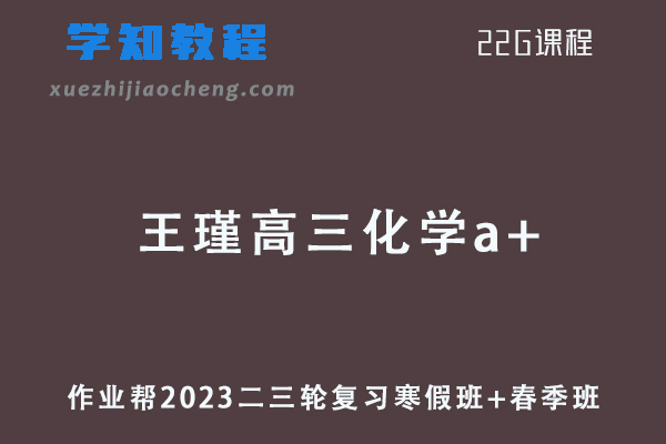 作业帮2023王瑾高三化学a+班23年高考化学二三轮复习寒春班