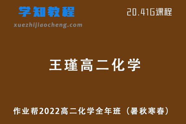 作业帮2022王瑾高二化学全年班课程+课堂笔记+讲义