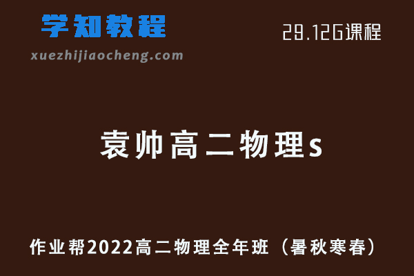作业帮2022袁帅高二物理s全年班课程+课堂笔记+讲义
