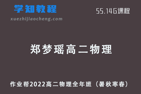 作业帮2022郑梦瑶高二物理全年班课程+课堂笔记+讲义